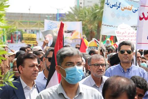 شرکت کارکنان بنیاد مسکن انقلاب اسلامی استان هرمزگان در راهپیمایی روز جهانی قدس